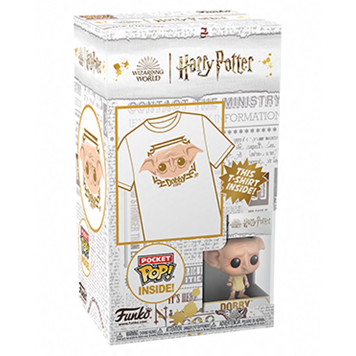 Funko Pop Keychain & Tee: Harry Potter - Playera Infatntil Chica con Llavero de Dobby