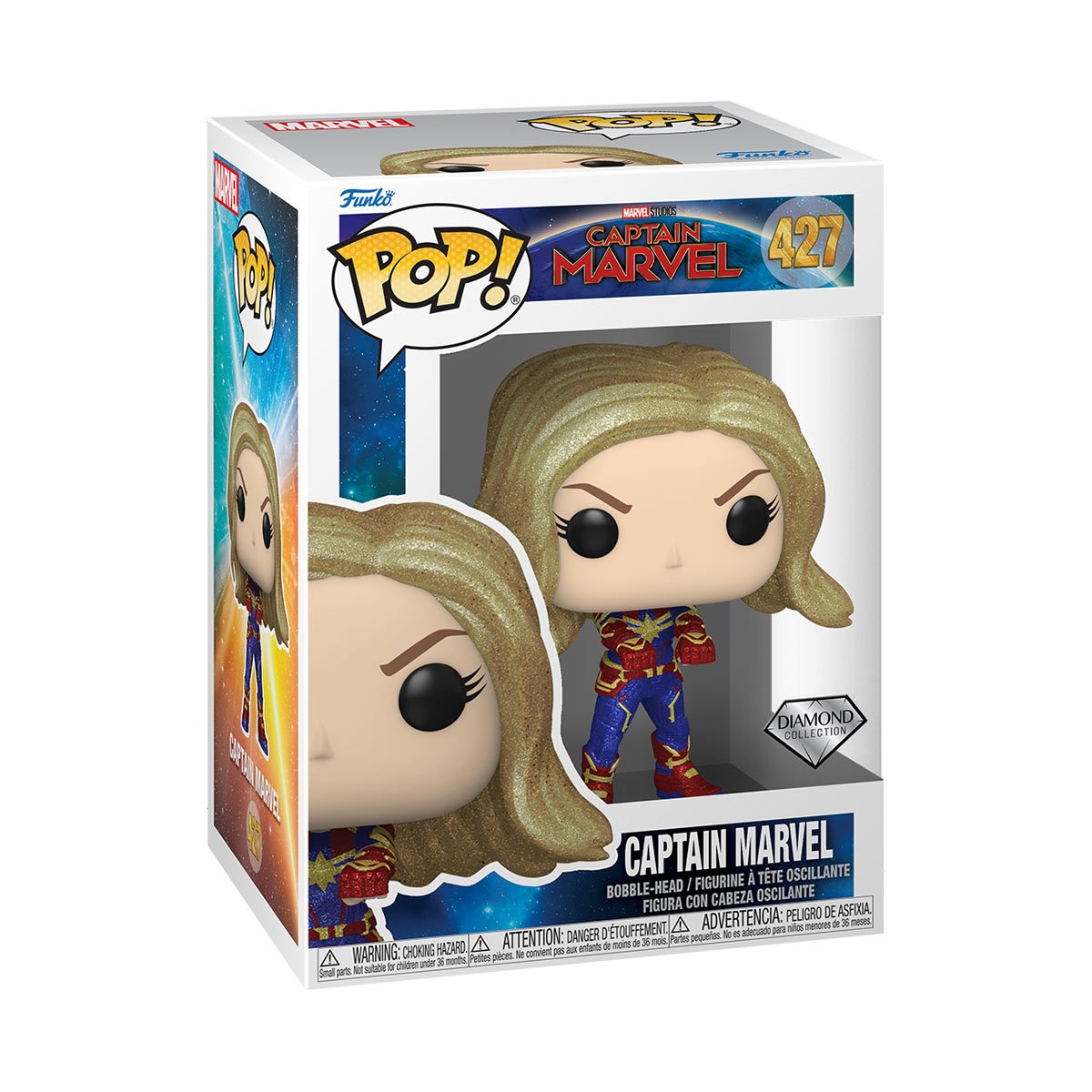 Funko Pop & Tee: Marvel - Playera Extra Grande con Capitana Marvel Diamond Glitter