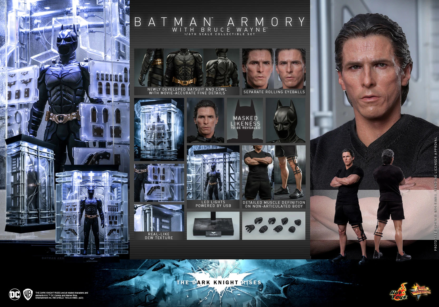 Hot Toys Movie Masterpiece Series: DC Batman The Dark Knight Rises - Set Bruce Wayne Con Armeria De Batman Escala 1/6